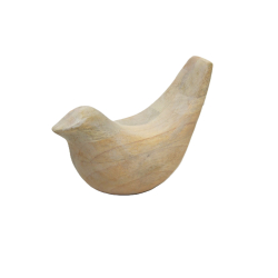 Ptak z drewna mango Dekoracja 18cm Bielony